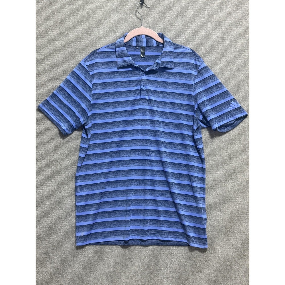 Adidas Polo Shirt Mens Medium Striped Golf Performance Recycled Polyester‎